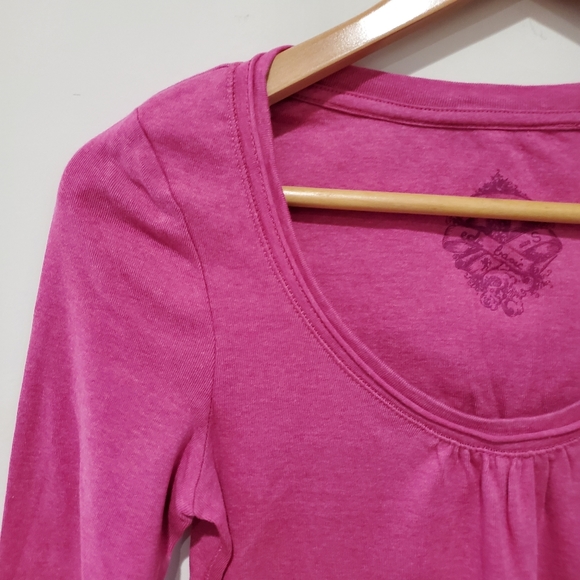 Esprit pink scoop neck ruched pink long sleeve small - Picture 2 of 8